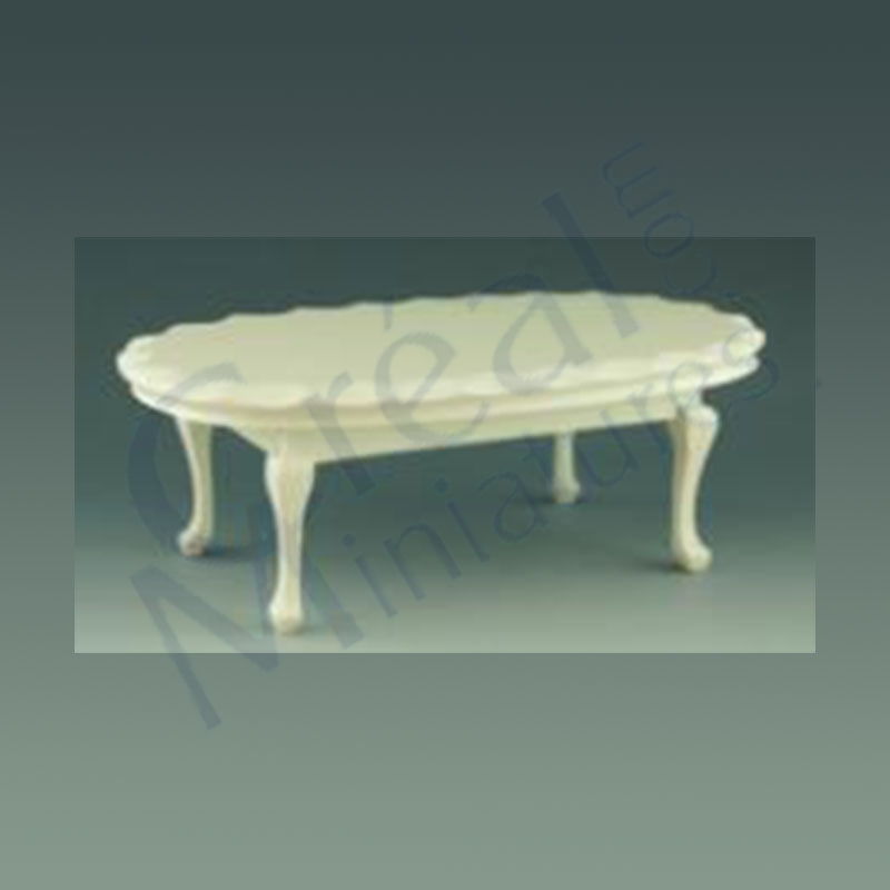 Tisch oval, gezinkter Rand L-XV weiss