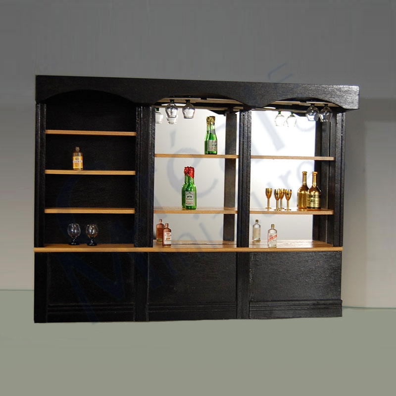 Vitrine de bar metal noir avec miroir