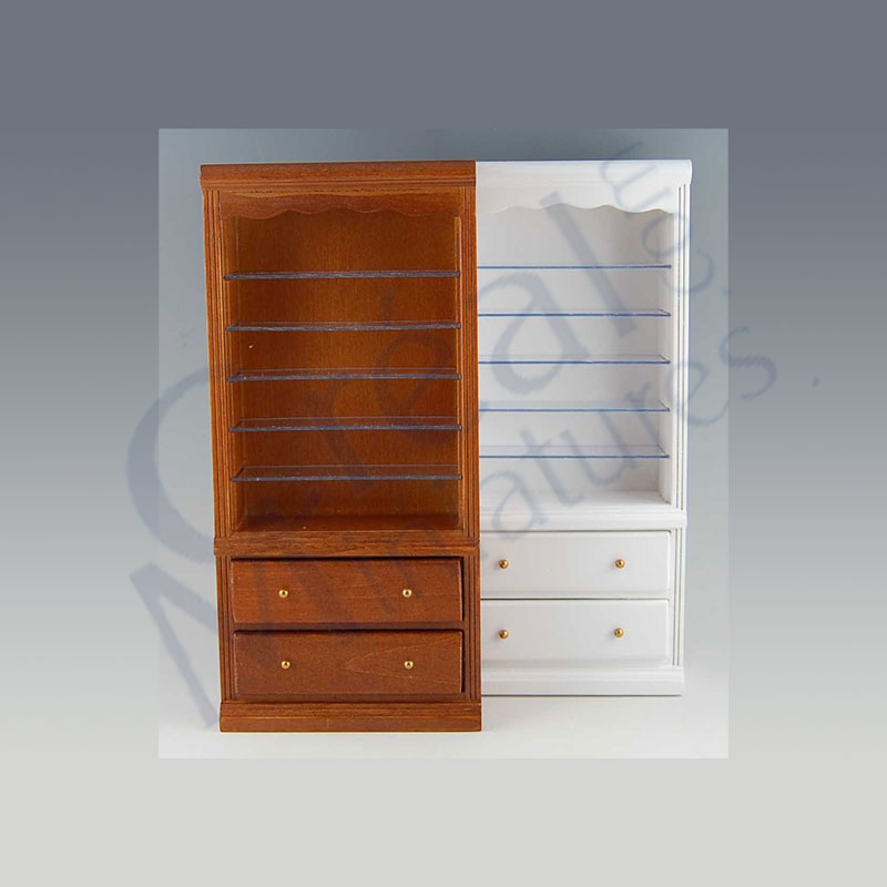 Single bookcase drawers white