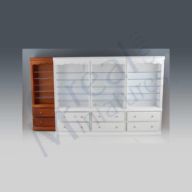 Triple bookcase drawers white