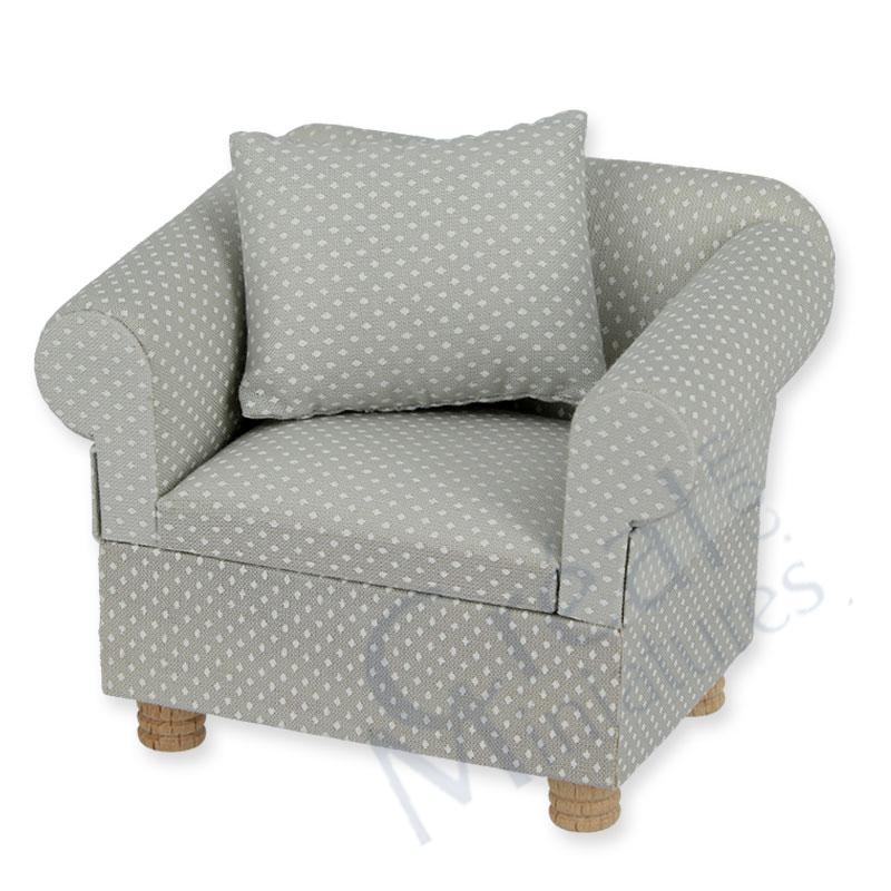 Sofa chair grey with dots + 1 pillow