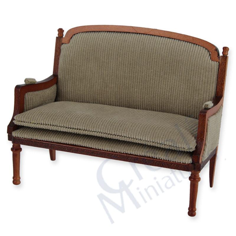 Sofa Louis XVI teinté, velours taupe