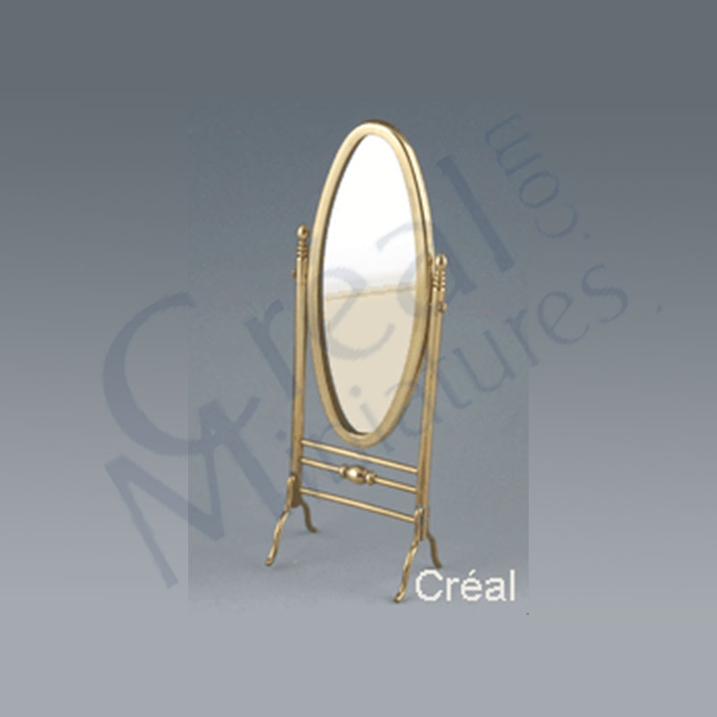 Oval mirror stand old gold