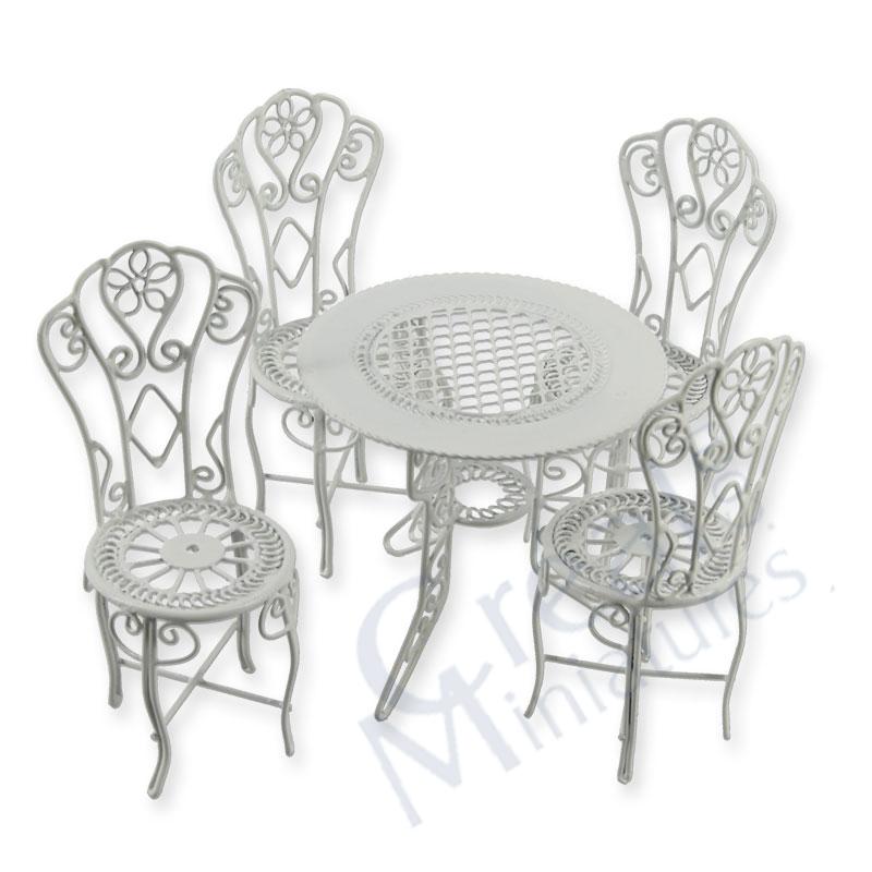 Salon de jardin antique blanc, 5pcs