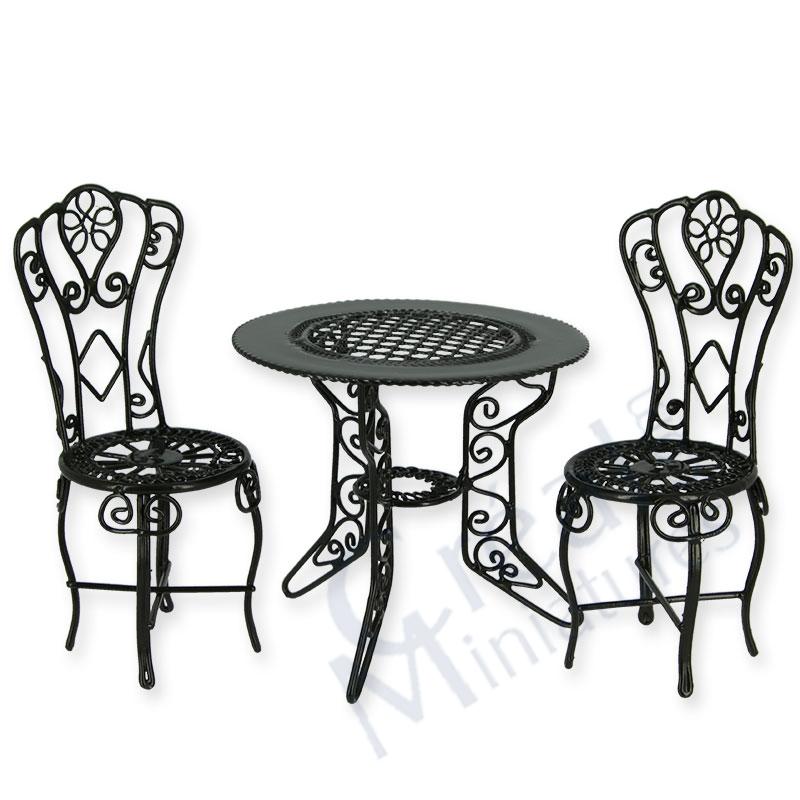 Garden table and chair set 5pc, black