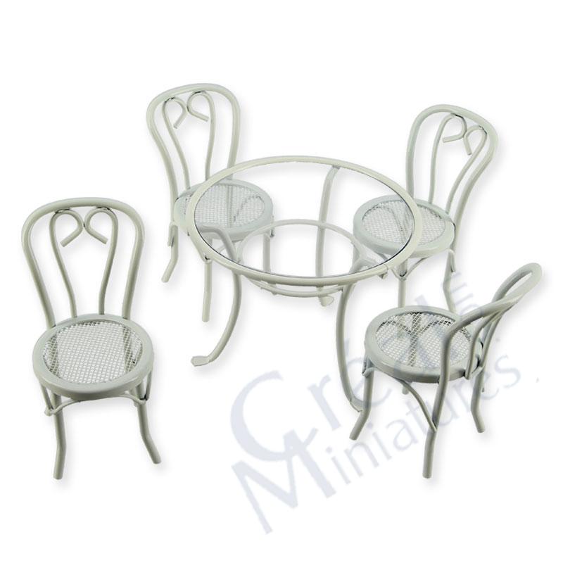 Salon de jardin metal blanc, 5 pcs
