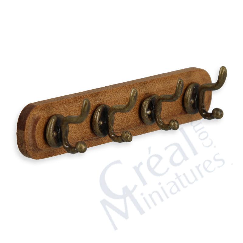 Classic wall coat rack, 4 hooks on mahg