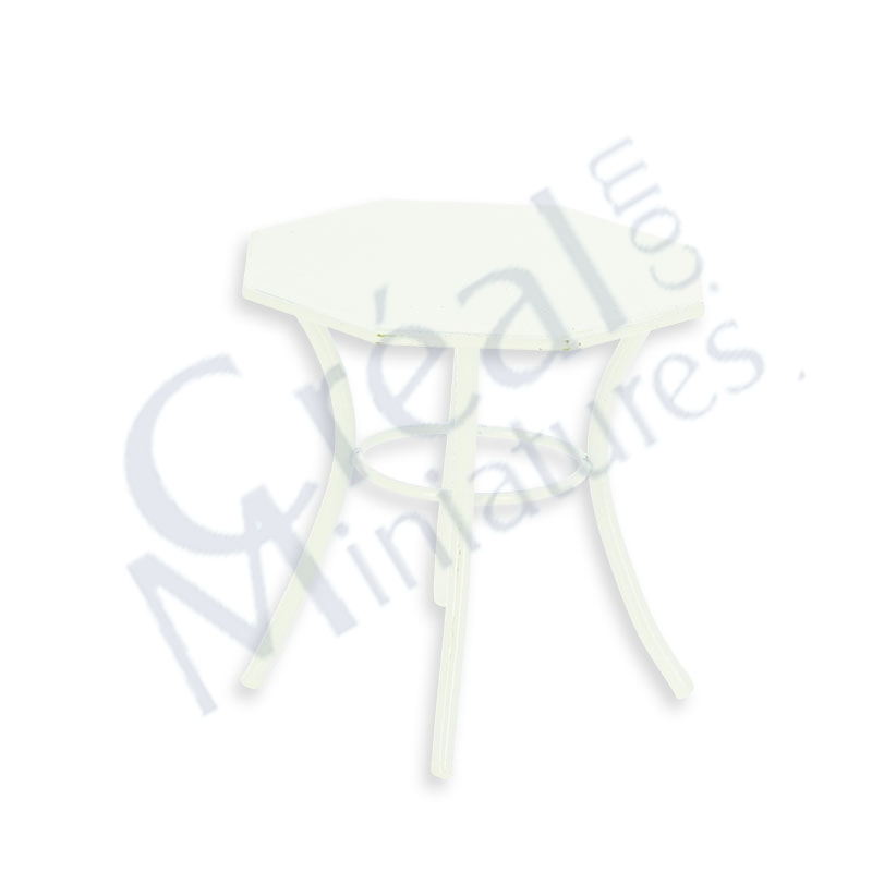 Octogonal table white metal