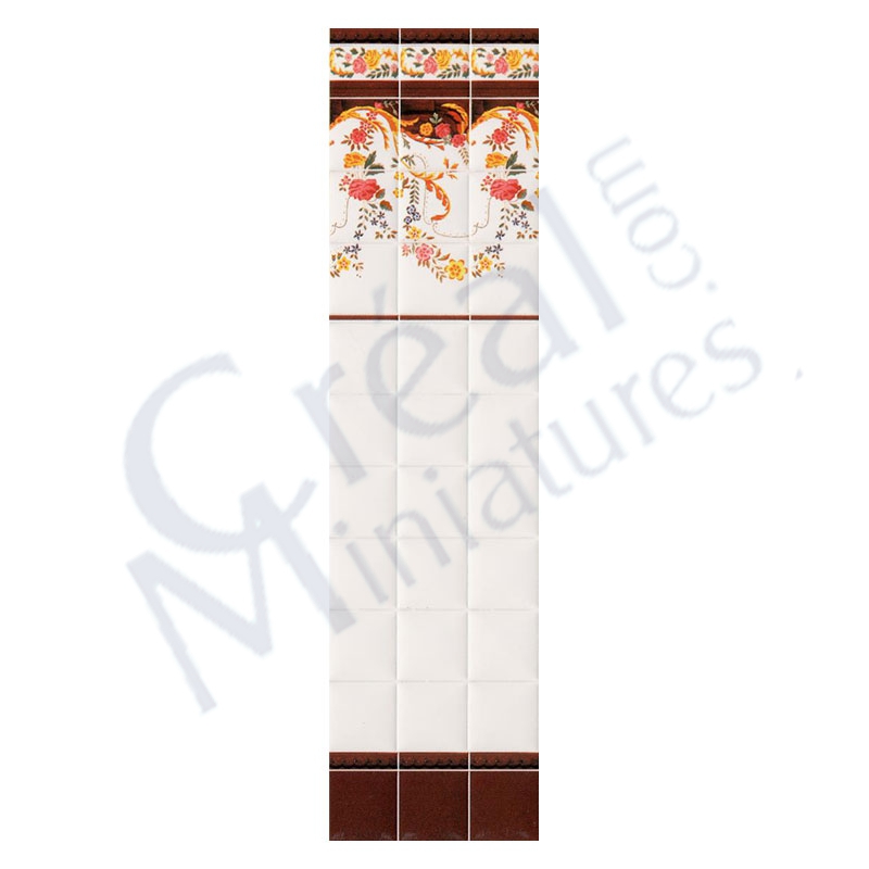 Carrelage mural blanc et brun fleuri
