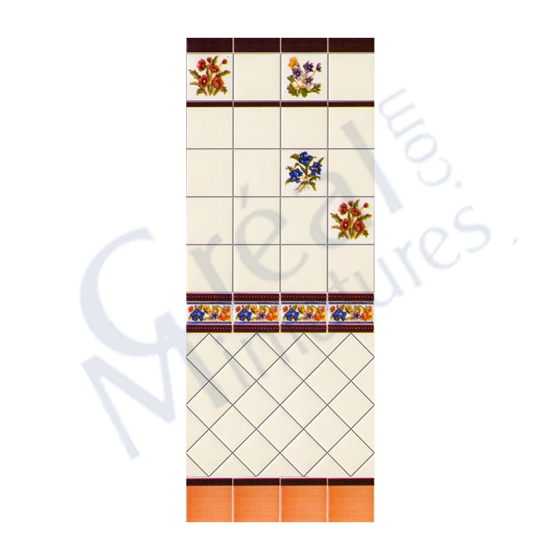 Carrelage mural blanc et rose bouquets