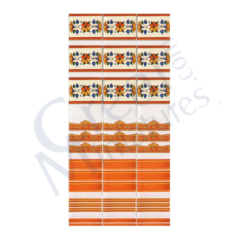 Frises pour carrelage mural orange fleur