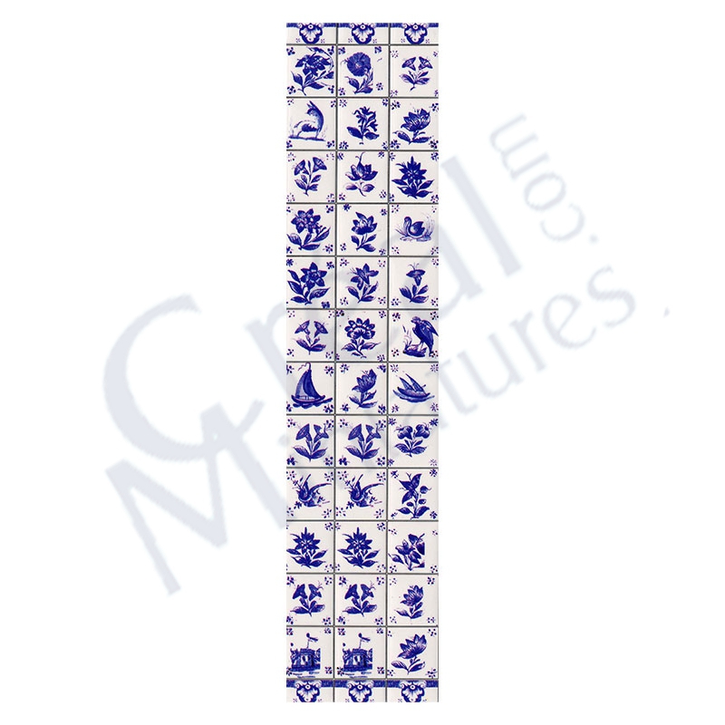 Wandfliese vict  Motiv Blumen blau