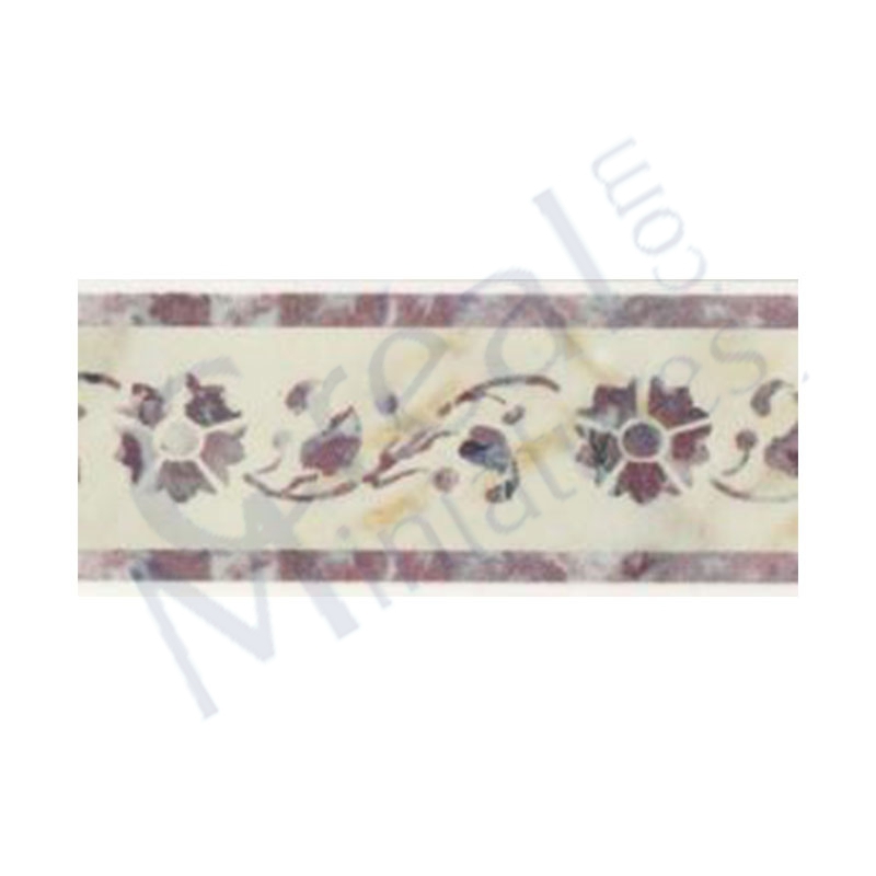 Frise imitation marbre Blanc fleurs rose