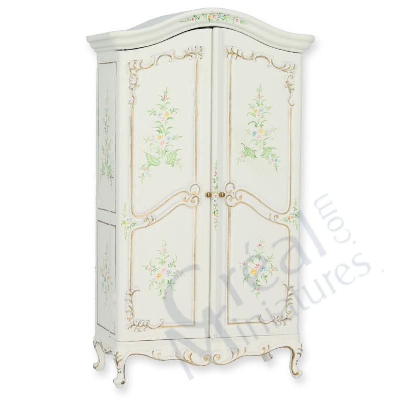 Armoire amenagee ivoire avec fleurs