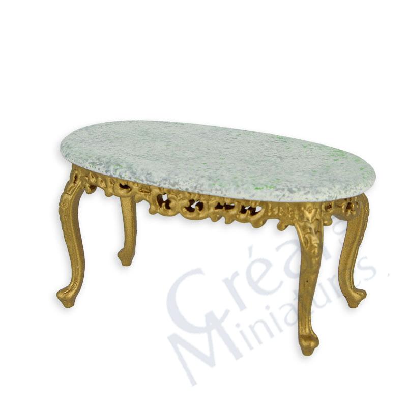 Table basse Louis XV or/marbre