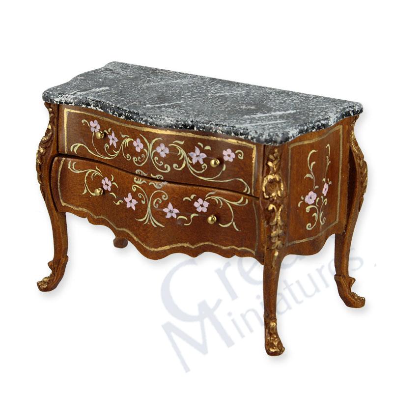 Dressing table walnut w/flowers