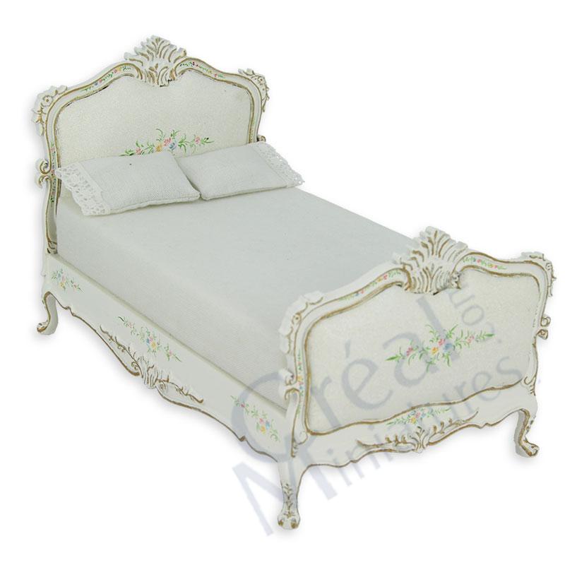 Bett Louis XV elfenbein-Blumen