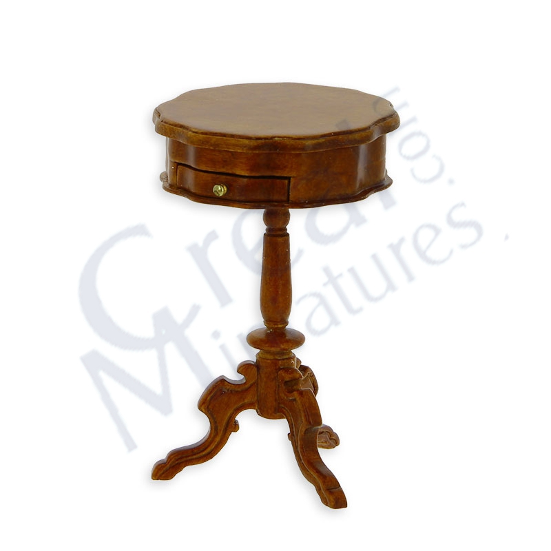 Round sewing table walnut