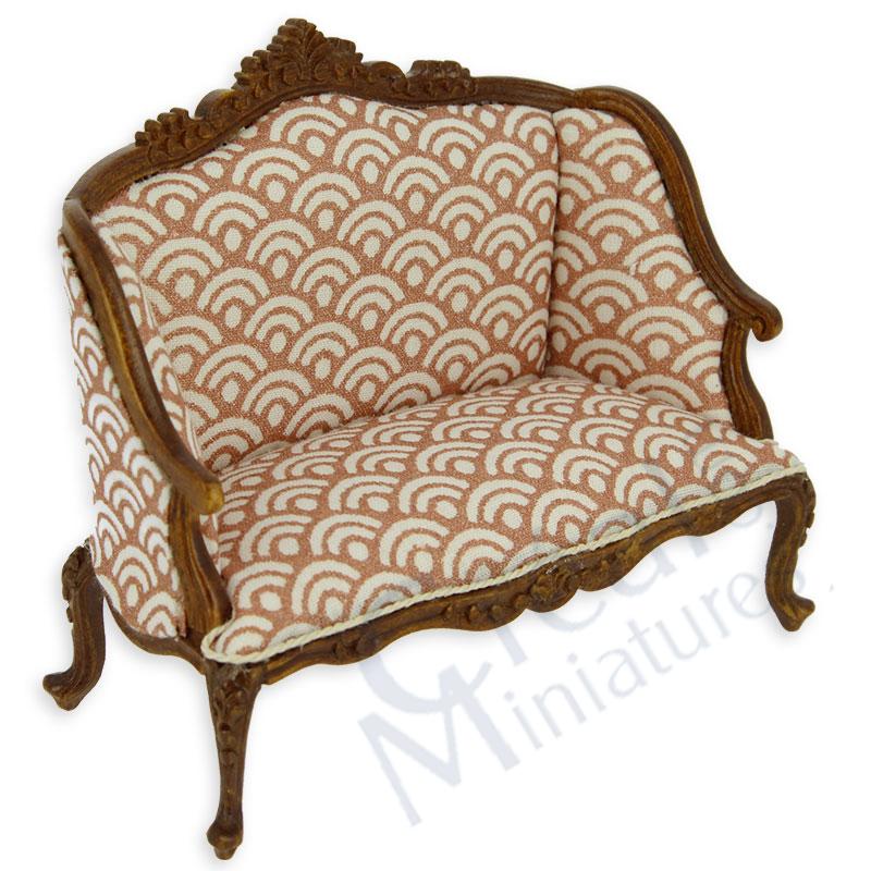 Sofa Louis XV noyer/blanc-rose
