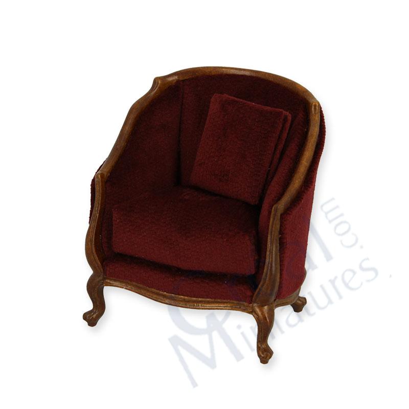 Armchair Louis XV walnut-violine velvet