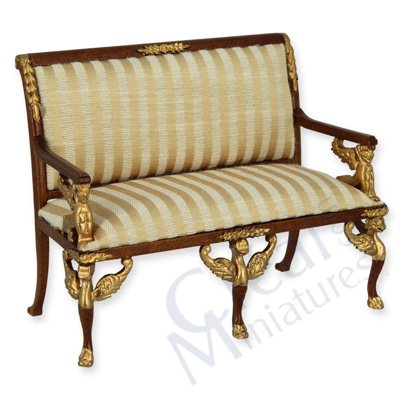 Sofa Empire Nussbaum-gold und creme