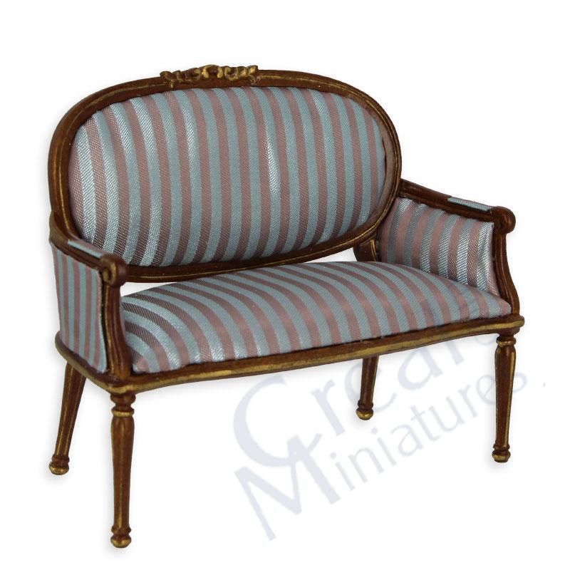 Sofa Louis XVI Nussbaum-blau u gold