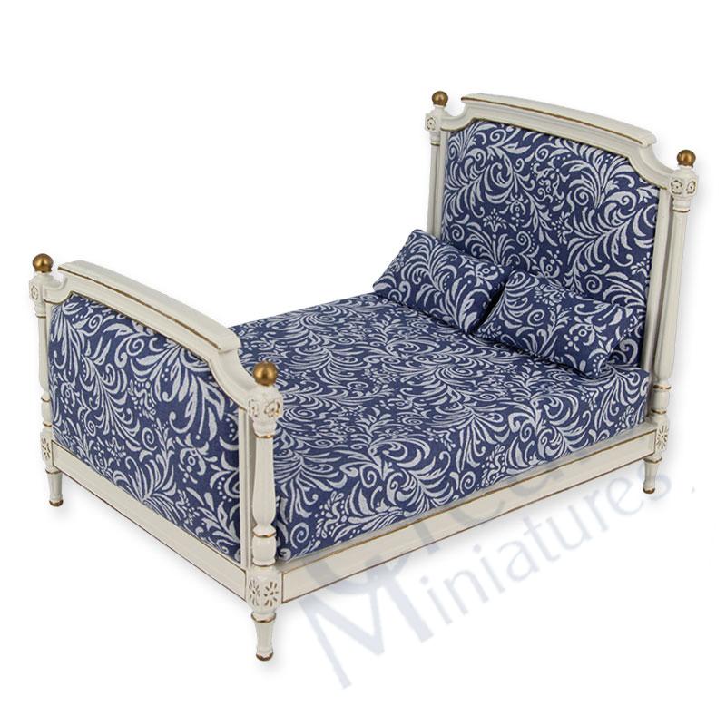 Doppelbett Louis XVI elfenbein-gold blau