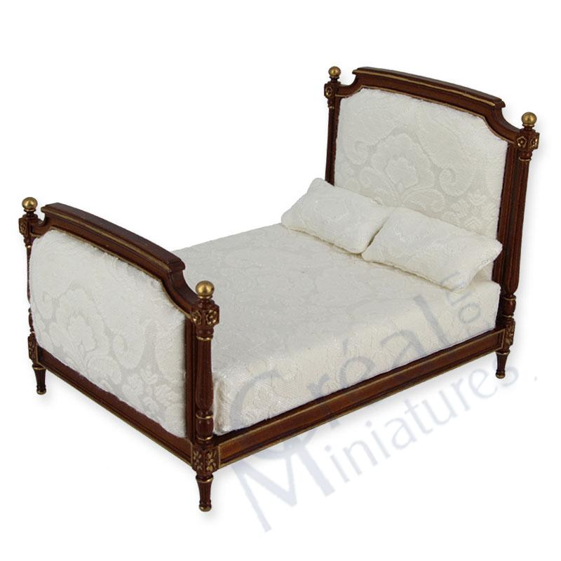 Doppelbett L.XI Nussbaum-gold     creme