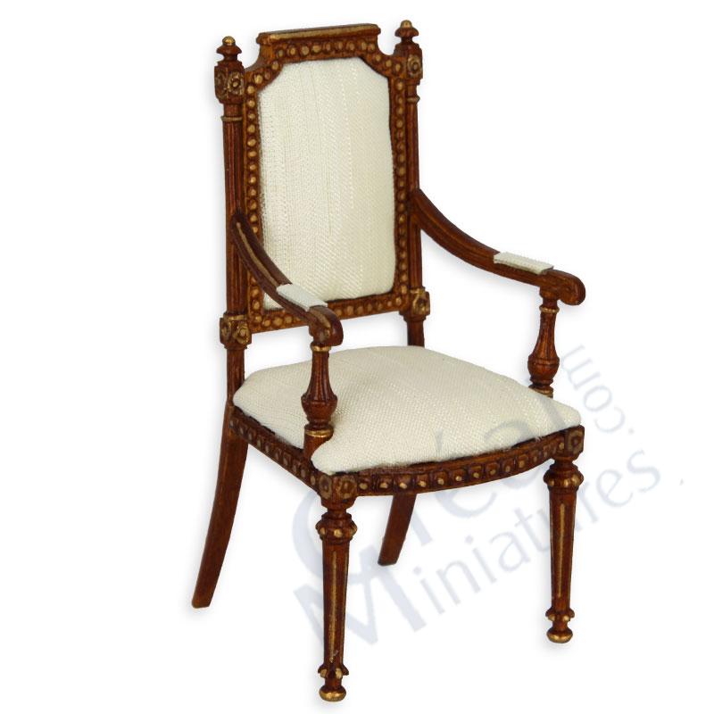 Chaise accoud  L.XVI noyer-or doss droit