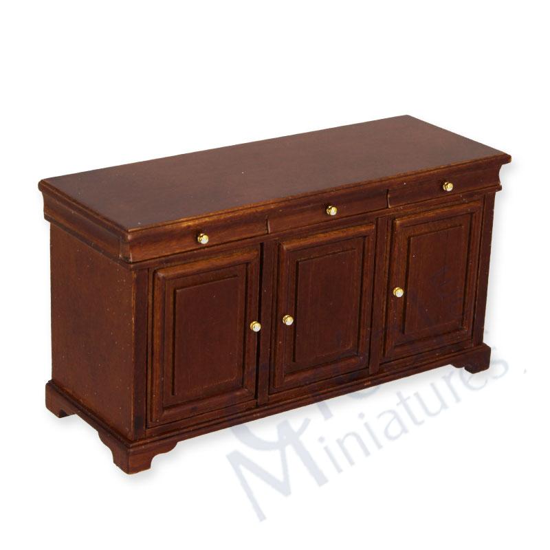 3 doors side table walnut