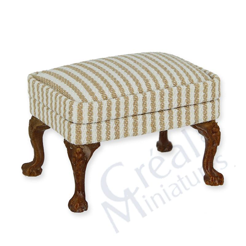 Pouf noyer-raye beige