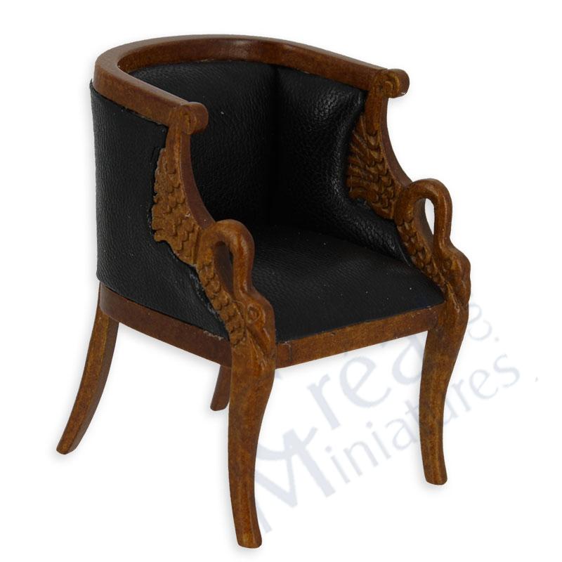 Single seat sofa walnut/black leather