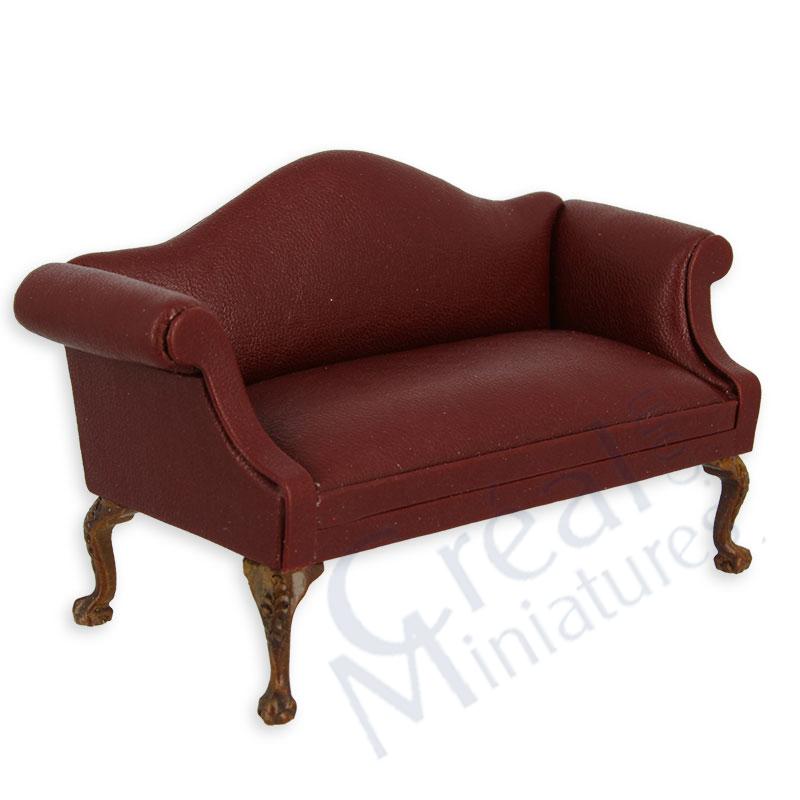 Sofa Nussbaum-rotes Leder