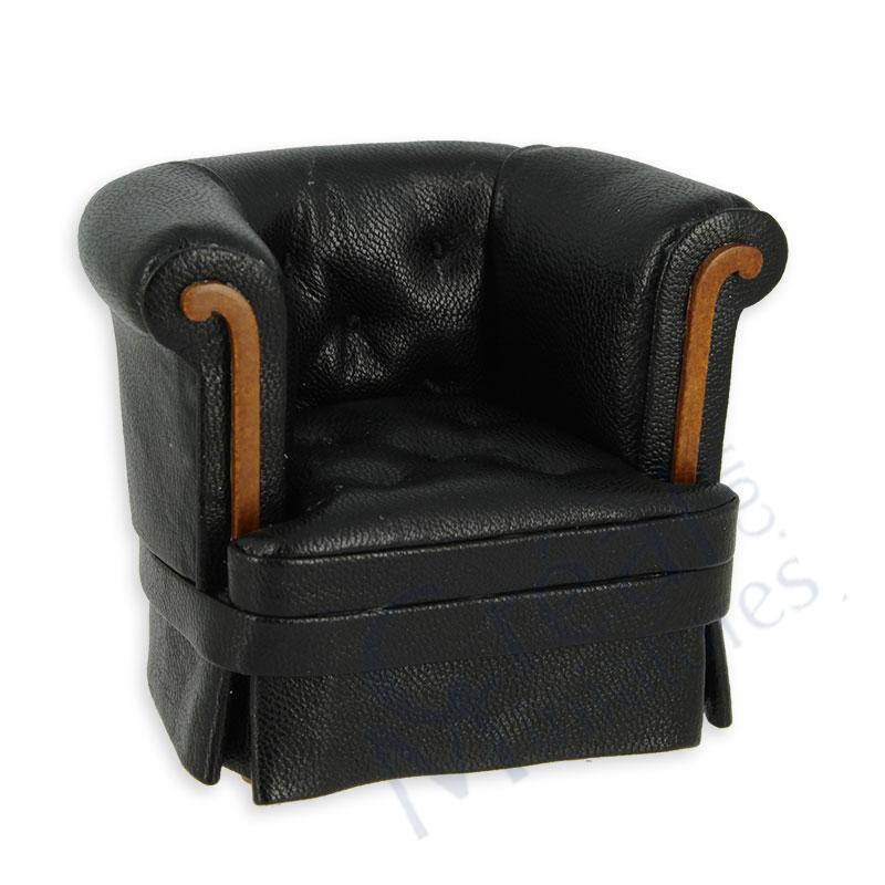 Single seat walnut black leather