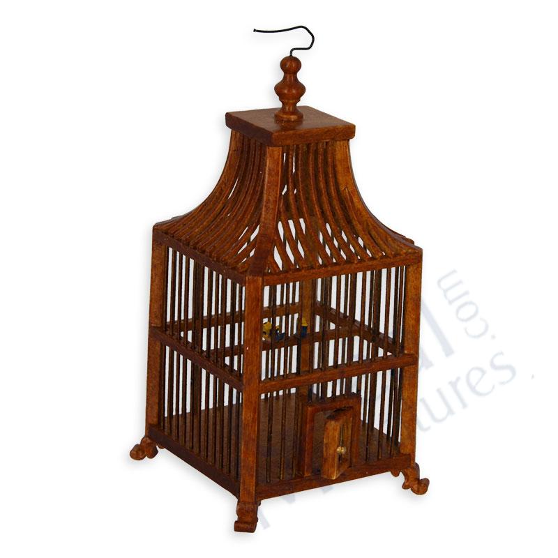 Cage à oiseaux merisier