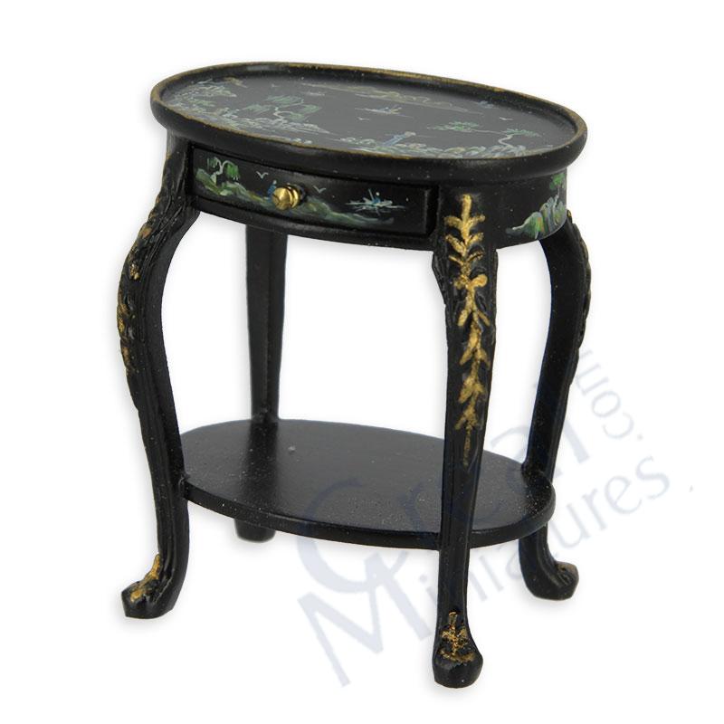 Beistelltischchen oval  schwarz chines