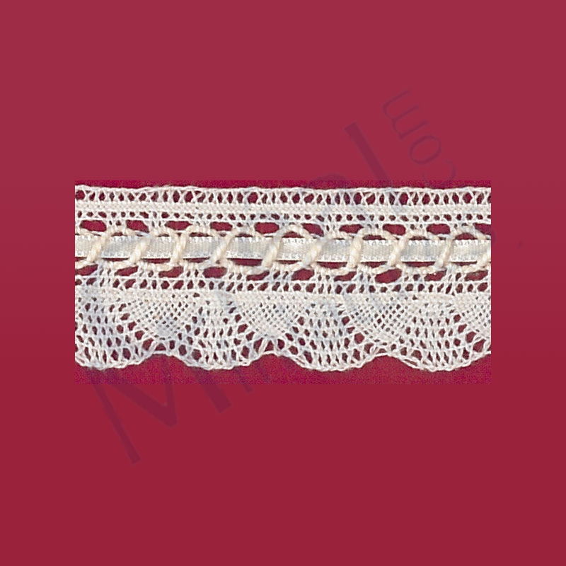Rideau dentelle blanc ruban satin beige