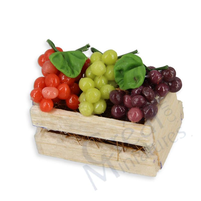 Grapes in wood crate