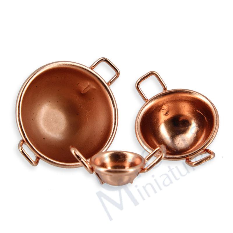 3 copper kitchen bowls