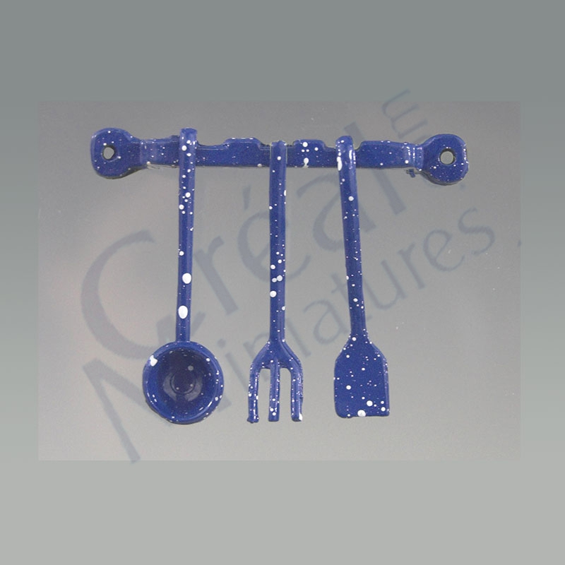 3 kitchen tools on rack blue