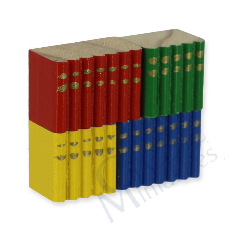4 wooden book blocks (diff.colors)