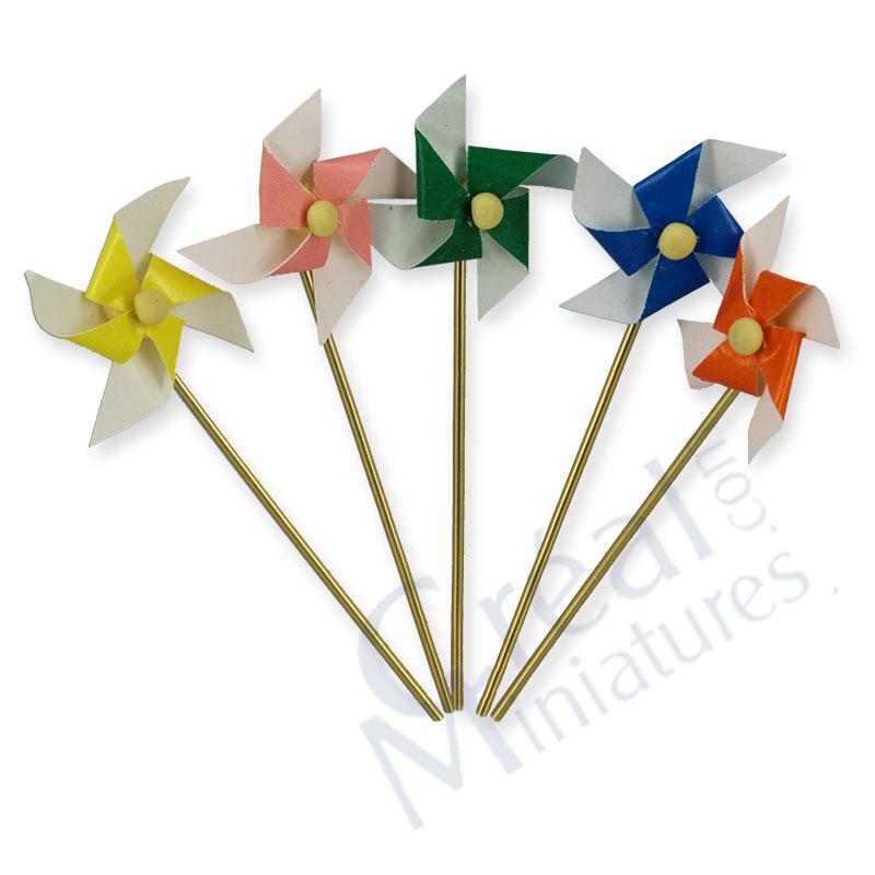 Moulins à vent colorés 5pcs
