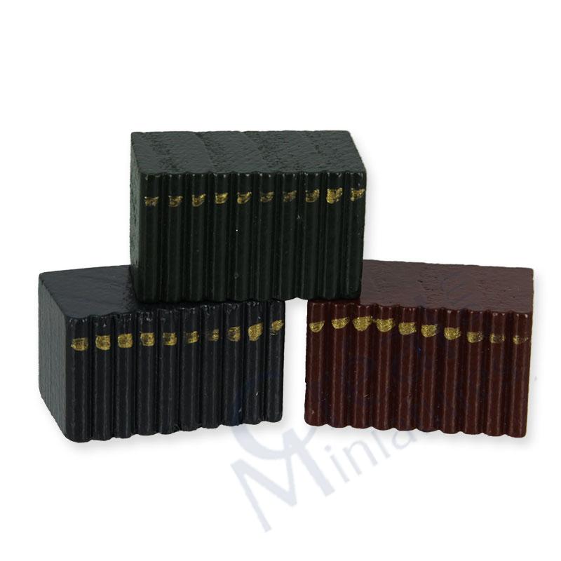 3 book blocks (red/blue/green)