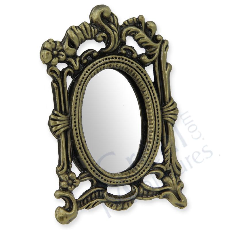 Floral antic brass mirror