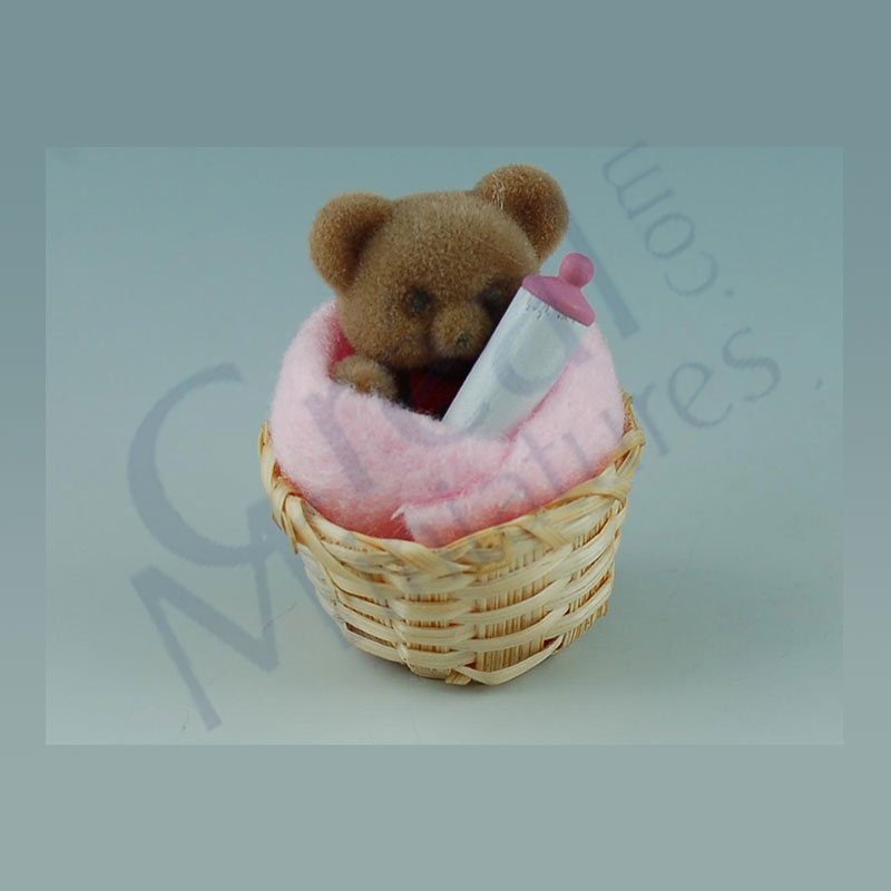 Teddy im Korb rosa