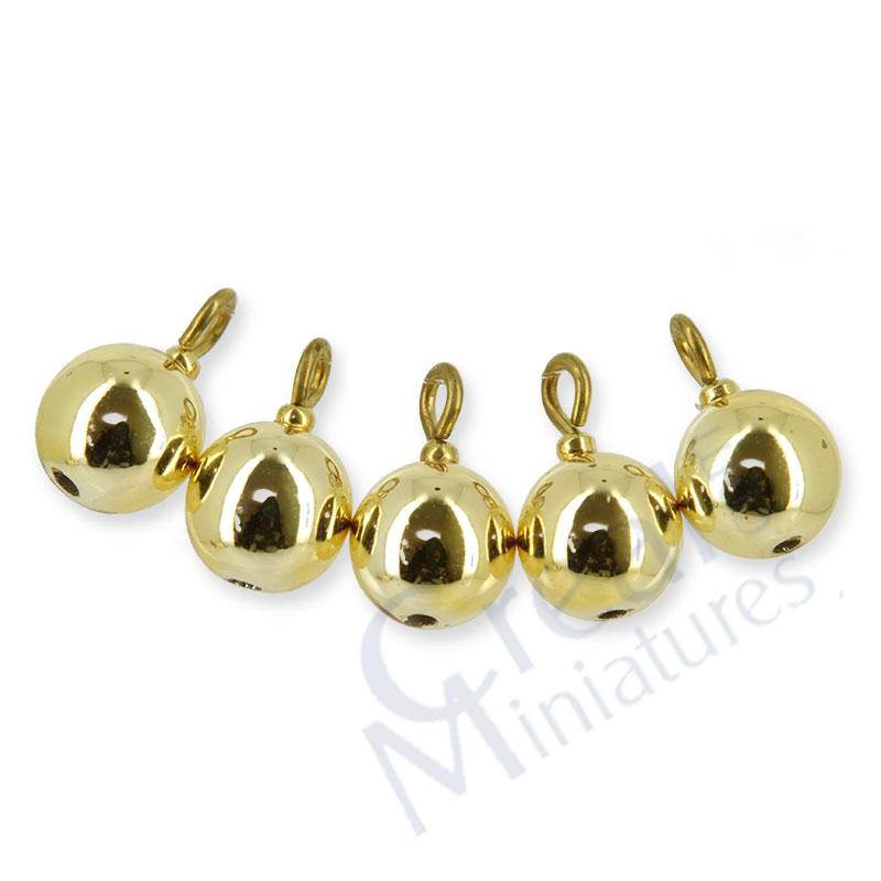 5 larg gold X'mas baubles