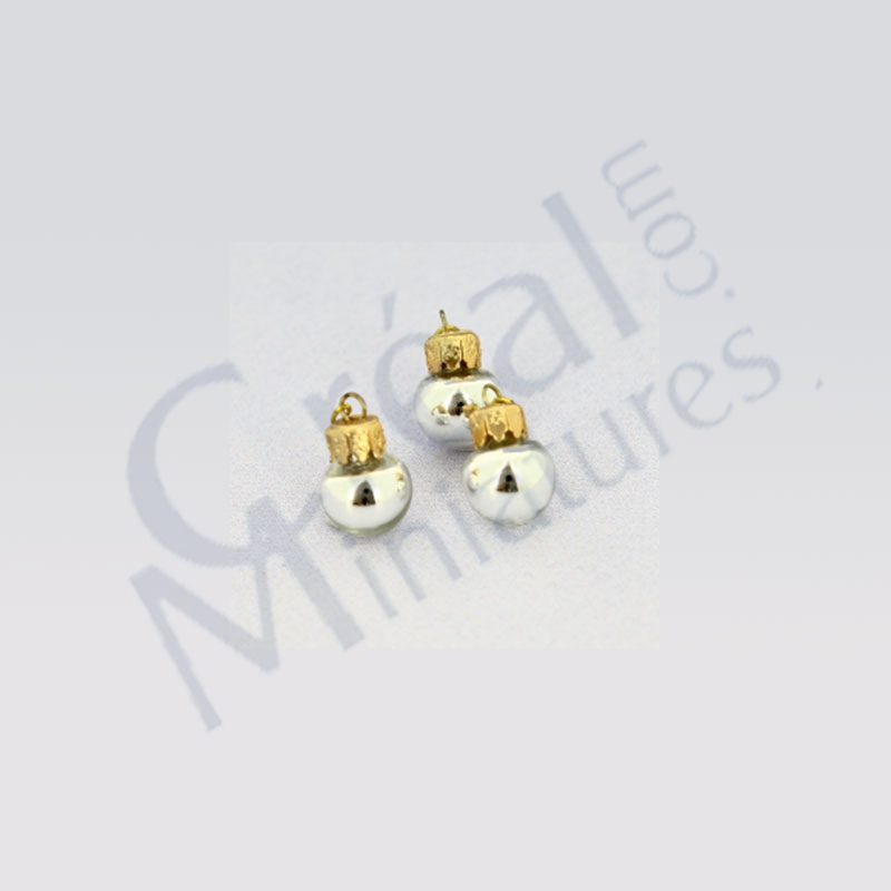6 X'mas glass ball hanging Silver