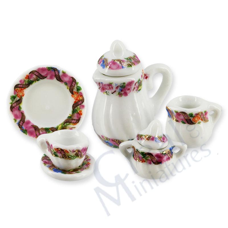 Porzellanservice 11 teilig rosa