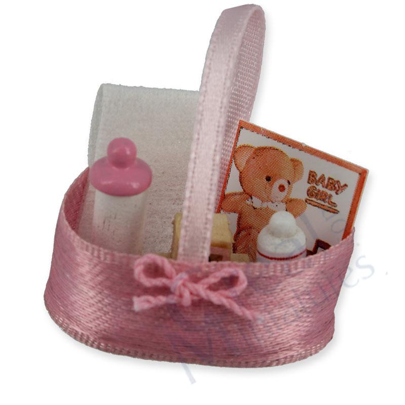 Pink ribbon basket baby set