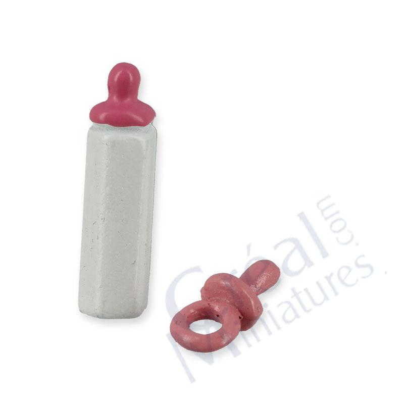 Set of feeding bottle and teat pink